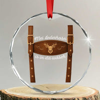 Funny Lederhosen Costume Alternative for Oktoberfest Crystal Glass Ornament Mei Lederhosn Is In Da Wasch TS02