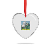 Funny Leprechaun Hold Your Horse Heart Crystal Glass Ornament Unicorn St Patrick's Day - Wonder Print Shop