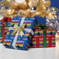 Funny LGBT Christmas Wrapping Paper Roll Happy Holigays Rainbow Stripes Unicorn Santa - Wonder Print Shop