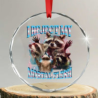 Funny LGBT Trans Pride Crystal Glass Ornament I Reject My Mortal Flesh Transgender Racoon Bootleg - Wonder Print Shop