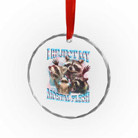 Funny LGBT Trans Pride Crystal Glass Ornament I Reject My Mortal Flesh Transgender Racoon Bootleg TS10