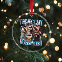 Funny LGBT Trans Pride Crystal Glass Ornament I Reject My Mortal Flesh Transgender Racoon Bootleg TS10
