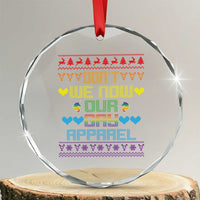 Funny LGBT Xmas Crystal Glass Ornament Don't We Now Our Gay Apparel Rainbow Unicorn TS11
