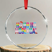 Funny LGBT Xmas Crystal Glass Ornament Ho Ho Ho Mosexual LGBT Flag TS11
