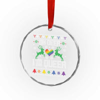 Funny LGBT Xmas Crystal Glass Ornament Oh Deer I'm Queer Rainbow LGBT Flag TS11