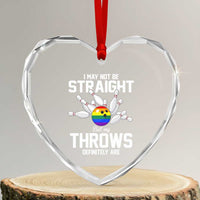 Funny LGBTQ Bowling Heart Crystal Glass Ornament I May Not Be Straight But My Throws Are
