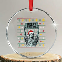 Funny Liberty Statue Ugly Sweater Gift Crystal Glass Ornament Merry Resistmas TS12