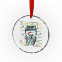 Funny Liberty Statue Ugly Sweater Gift Crystal Glass Ornament Merry Resistmas - Wonder Print Shop