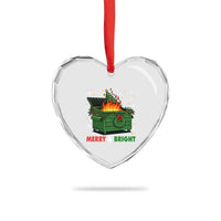 Funny Lil Dumpster Fire Christmas Heart Crystal Glass Ornament Merry And Bright Xmas Tree - Wonder Print Shop