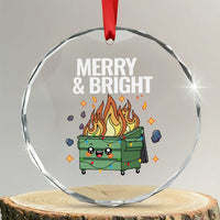 Funny Lil Fire Dumpster Christmas Crystal Glass Ornament Merry And Bright Xmas Led Lights - Wonder Print Shop