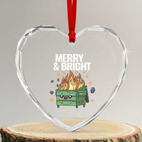 Funny Lil Fire Dumpster Christmas Heart Crystal Glass Ornament Merry And Bright Xmas Led Lights - Wonder Print Shop