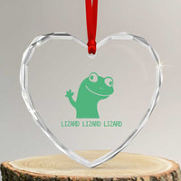 Funny Lizard Lizard Lizard Heart Crystal Glass Ornament Weirdcore Gecko Reptile Meme - Wonder Print Shop