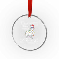 Funny Llama Xmas Crystal Glass Ornament Fleece Navidad Feliz Merry Xmas Ugly Sweater TS02