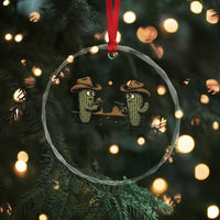 Funny Lone Star Cactus Cowboy Gunfight Gift Crystal Glass Ornament - Wonder Print Shop