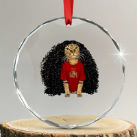 Funny Long Curly Hair Wig Soccer Cat Graphic Crystal Glass Ornament Spain Espana Sports Fans Meme Spanish Pride