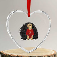 Funny Long Curly Hair Wig Soccer Cat Graphic Heart Crystal Glass Ornament Spain Espana Sports Fans Meme Spanish Pride