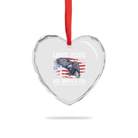 Funny Loves Jesus And America Too Heart Crystal Glass Ornament 4th Of July Patriotic Christian Eagle American Flag - Wonder Print Shop