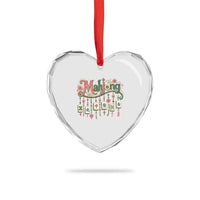 Funny Mahjong Lovers Heart Crystal Glass Ornament Funny Mahjong Lovers Chinese Game Floral Vintage Aesthetic Graphic