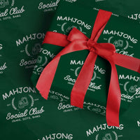 Funny Mahjong Social Club Wrapping Paper Roll Craks Dots Bams Mahjong Player Game Lovers