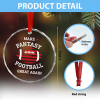 Funny Make Fantasy Football Great Again Crystal Glass Ornament - Wonder Print Shop