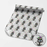 Funny Mardi Gras Cat Wrapping Paper Roll It's Fine I'm Fine Everything Is Fine Jester Hat Beads