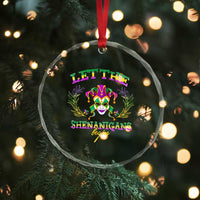 Funny Mardi Gras Crystal Glass Ornament Let The Shenanigans Begin Jester Hat