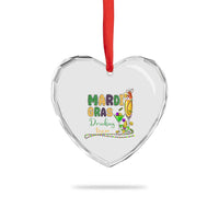 Funny Mardi Gras Drinking Team Heart Crystal Glass Ornament Cocktails Wine Crawfish Beads Glitter Print