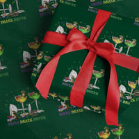 Funny Mardi Gras Drinking Wrapping Paper Roll Drink Drank Drunk Glass Of Wine Alligators