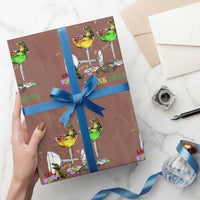 Funny Mardi Gras Drinking Wrapping Paper Roll Drink Drank Drunk Glass Of Wine Alligators