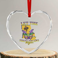 Funny Mardi Gras Let The Shenanigans Begin Heart Crystal Glass Ornament Louisiana Map