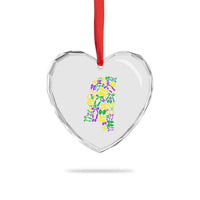 Funny Mardi Gras Mississippi Map Coquette Bow Heart Crystal Glass Ornament