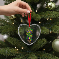 Funny Mardi Gras Mississippi Map Coquette Bow Heart Crystal Glass Ornament
