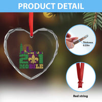 Funny Mardi Gras Mobile Alabama 251 Heart Crystal Glass Ornament Skyline Area Code Glitter Print