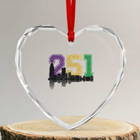 Funny Mardi Gras Mobile Alabama Heart Crystal Glass Ornament 251 Skyline Area Code Glitter Print