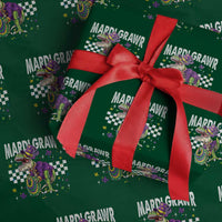 Funny Mardi Gras T-rex Dinosaur Wrapping Paper Roll Mardi Grawr Beads Carnival Party