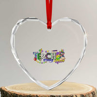 Funny Mardi Gras Teacher Krewe Heart Crystal Glass Ornament Parade Carnival School Beads