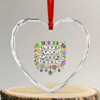 Funny Mardi Gras Throw Girl Life Heart Crystal Glass Ornament Friendship Bracelet Beads