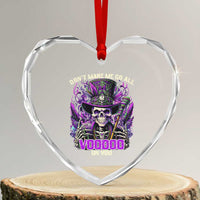 Funny Mardi Gras Voodoo Heart Crystal Glass Ornament Don't Make Me Go All Voodoo On You New Orleans Witch Doctor