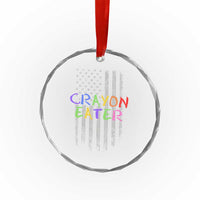 Funny Marine Military Veteran Crystal Glass Ornament Crayon Eater American Flag - Wonder Print Shop