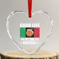 Funny Meatball Heart Crystal Glass Ornament Italian Food Italy Flag - Wonder Print Shop