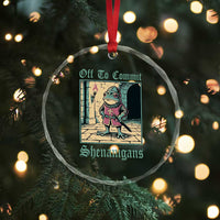 Funny Medieval Frog Knight Fantasy RPG Meme Crystal Glass Ornament Off To Commit Shenanigans