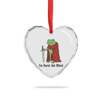 Funny Medieval Frog Knight Fantasy Sword Meme Heart Crystal Glass Ornament Im Burnt Out Mlord Fantasy Meme