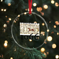 Funny Medieval Humor Battle of Hastings Crystal Glass Ornament Party Like Its 1066 Historic Bayeux Tapestry Graphic