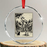 Funny Medieval Knight Boop Black Cat Crystal Glass Ornament Renaissance Fantasy Cat Lover