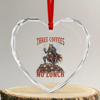 Funny Medieval Knight Worker Meme Heart Crystal Glass Ornament Three Coffees No Lunch Valkyrie Coffee Lover