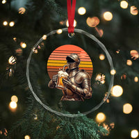 Funny Medieval Renaissance Drinker Crystal Glass Ornament Vintage Knight In Armor Beer Lover