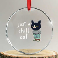 Funny Meme Just A Chill Cat Crystal Glass Ornament TS09