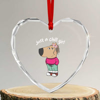 Funny Meme Just A Chill Girl Heart Crystal Glass Ornament - Wonder Print Shop