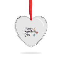 Funny Merry Christmas Yinz Pittsburgh Heart Crystal Glass Ornament - Wonder Print Shop