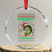 Funny Merry Fishmas Ugly Sweater Crystal Glass Ornament Fisherman Christmas Gift TS12
